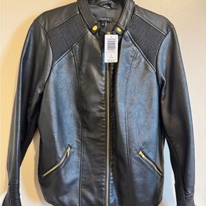 Torrid Mandarin Collar Moto Faux Leather Jacket Size 1 (14-16) NWT